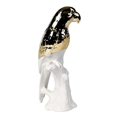 Pols Potten + Papegaai wit, gouden dip